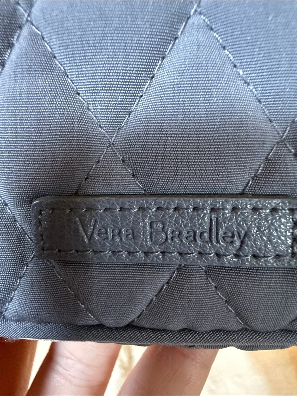 Vera Bradley Gray Quilted Microfiber Wristlet Travel Preppy Vegan 15245-158